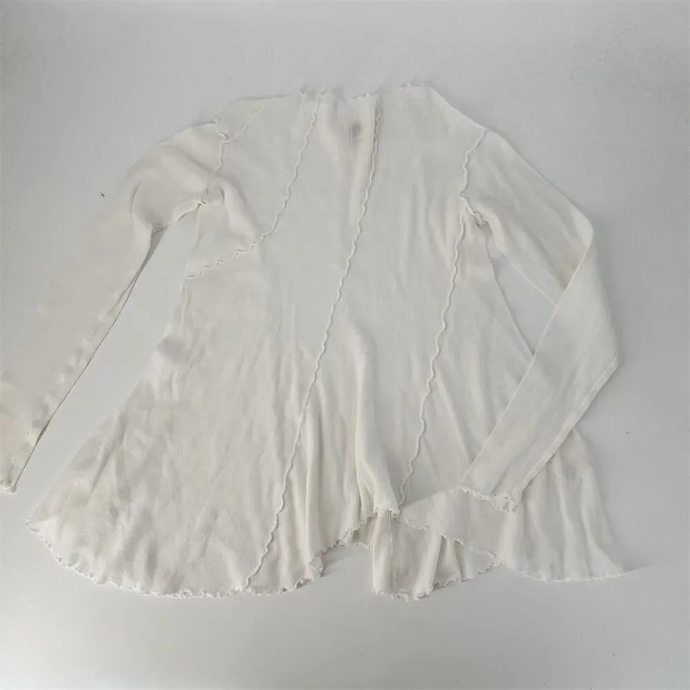 Free People Women's Full Swing Tunic Top White Asymmetric Long Sleeve Blouse, S - Picture 11 of 13